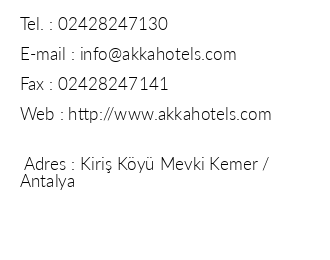 Akka Hotels Claros iletiim bilgileri